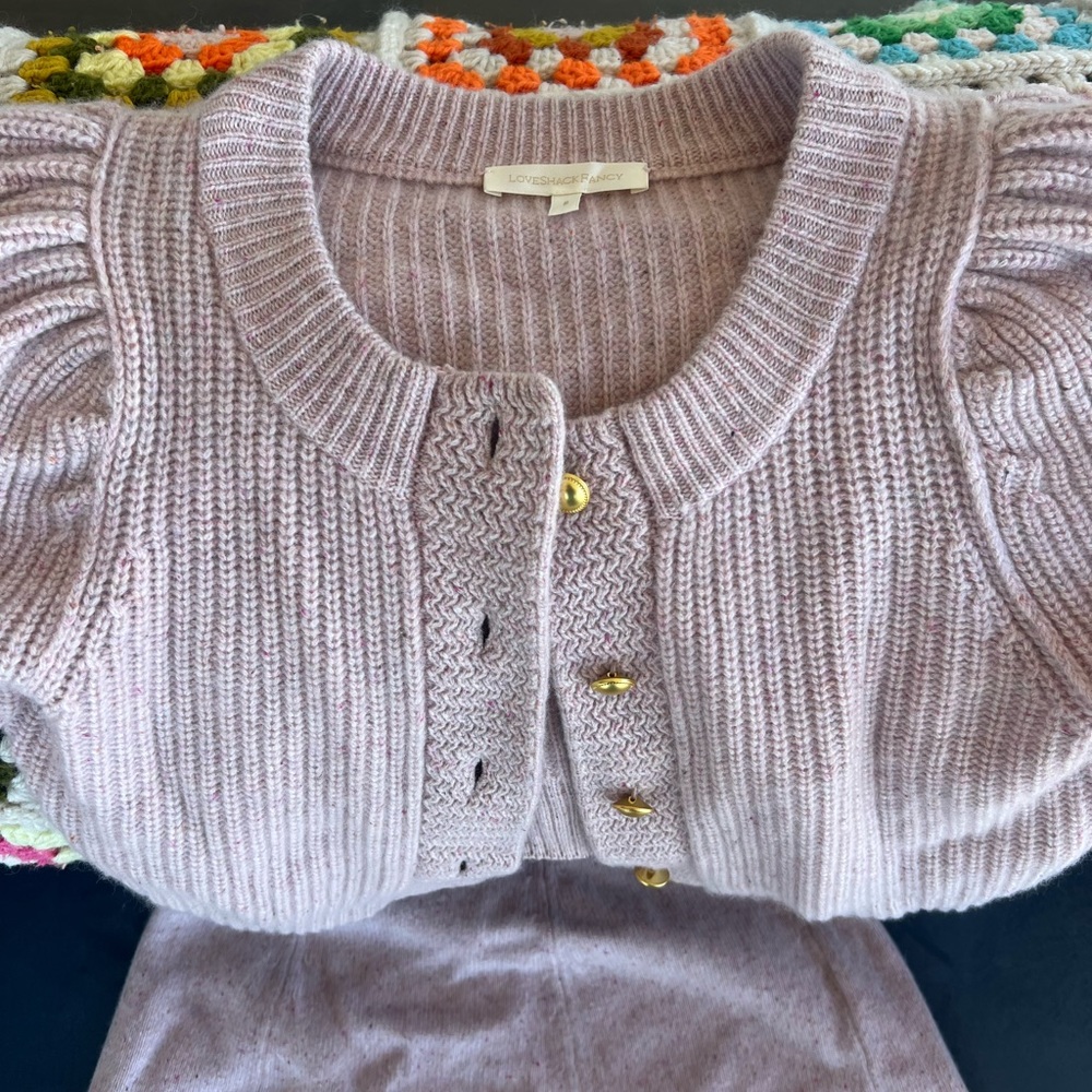 LoveShackFancy Pink Cashmere Sweater and Skirt Set